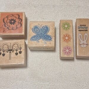 Hampton Art Studio G Rubber Stamp Set Butterfly Flower Chandelier Bunny